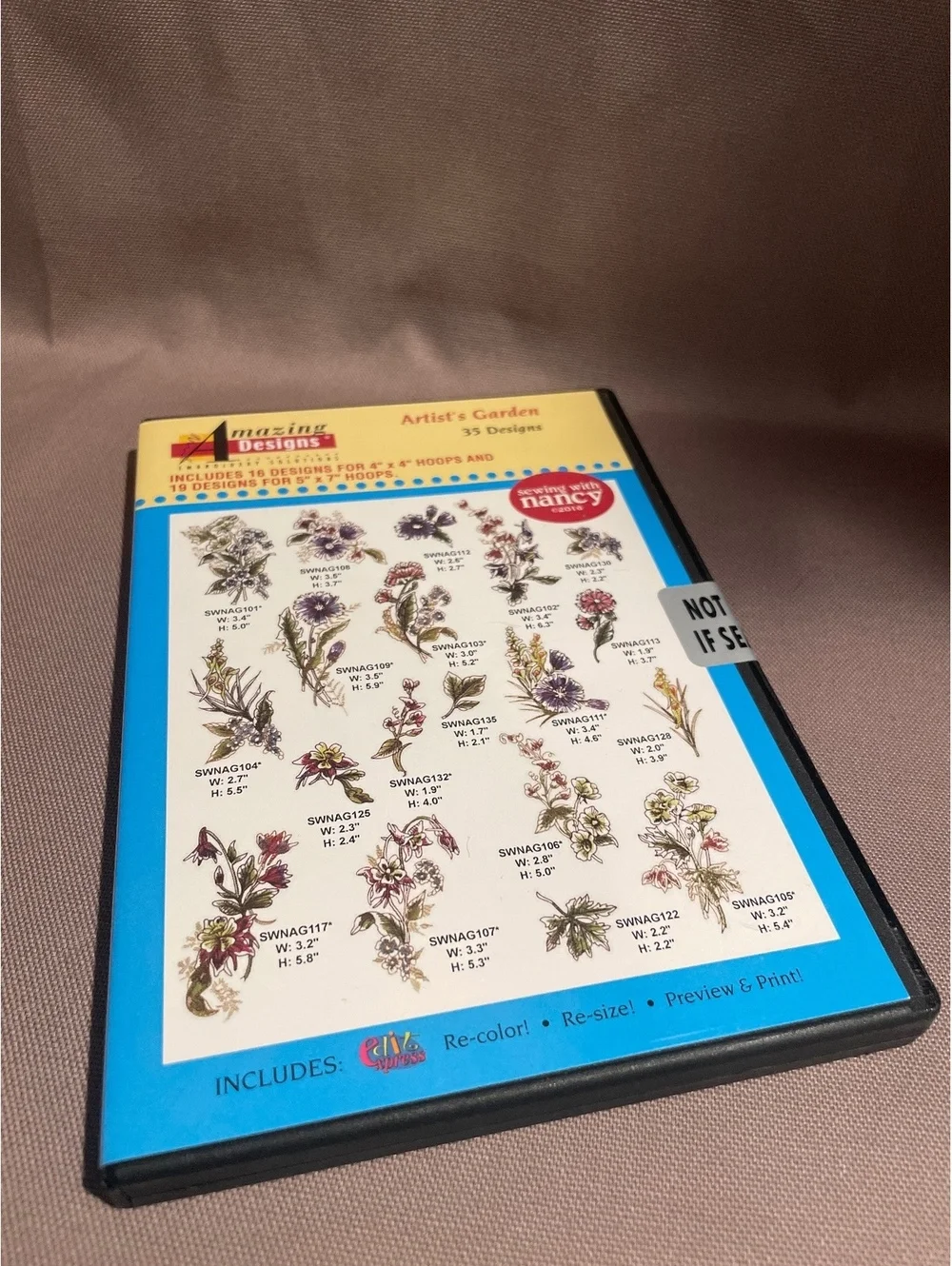 Amazing Designs Artist’s Garden ADL-51 Embroidery Designs CD 35 Floral NWT New